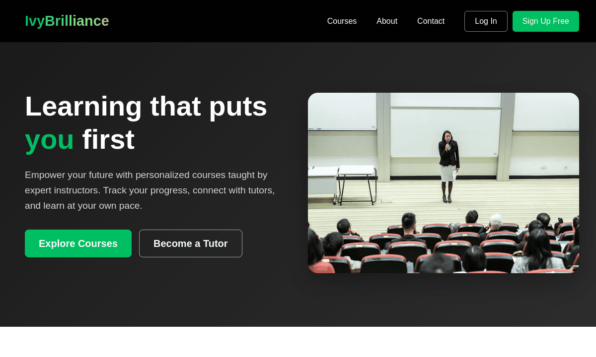 Ivy Brilliance homepage screenshot